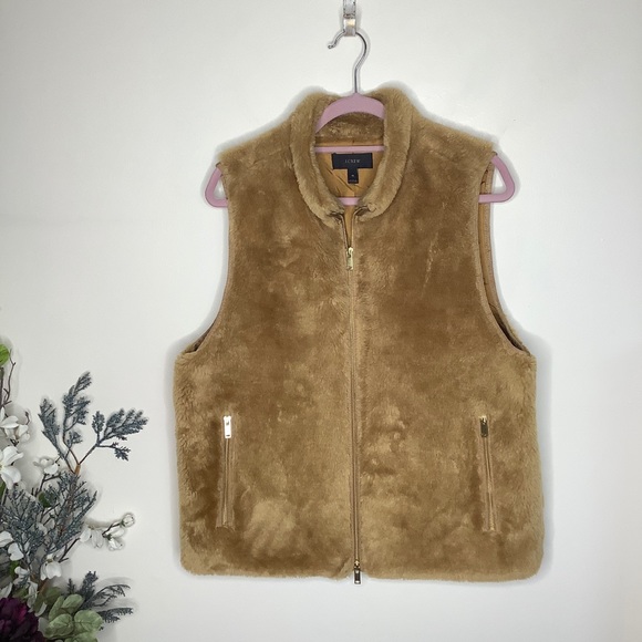J. CREW Plush Fleece Excursion Vest Gold Hickory - Picture 7 of 10